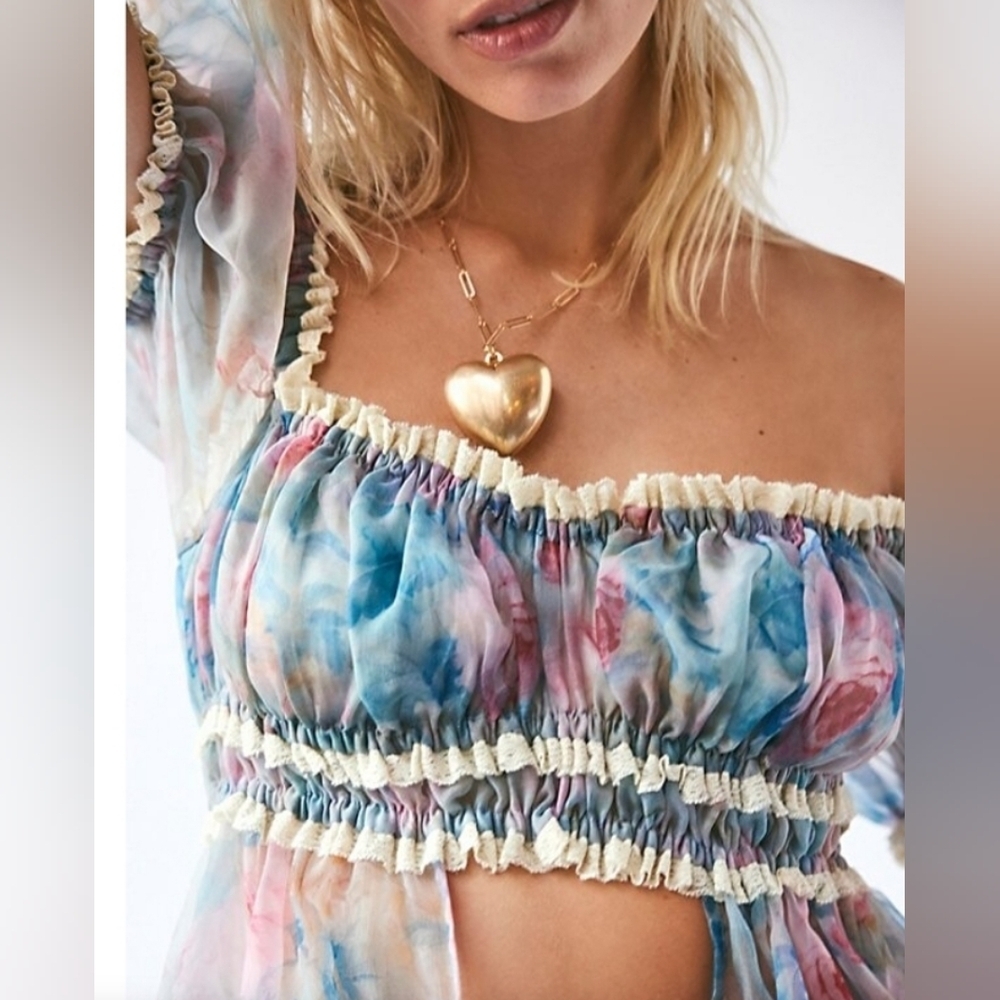 NWT! Free People, Spektor Heart Pendant Necklace, Vintage Gold - Picture 5 of 13